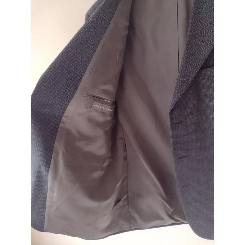 Vintage Oscar De La Renta 100% Wool Sport Suit Jacket Men's Size 42 R Gray‎
